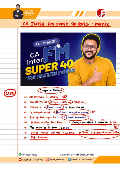 First page of CA Inter super 40 solutions by Amit sir