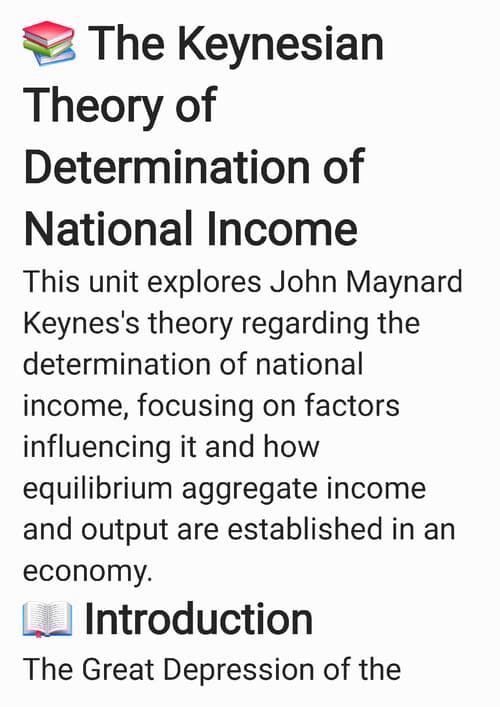 First page of National income unit 1 concept and Exam oriented notes