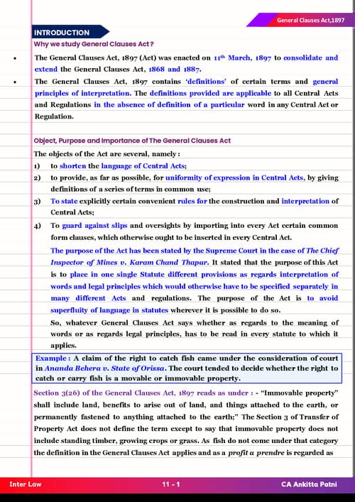 First page of Ankita patni ma'am learning notes with ammendment