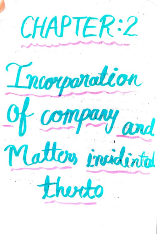 First page of Law Ch 2; incorporation of company and incidental matter (Ss sir ) Sep2026 jan 2027