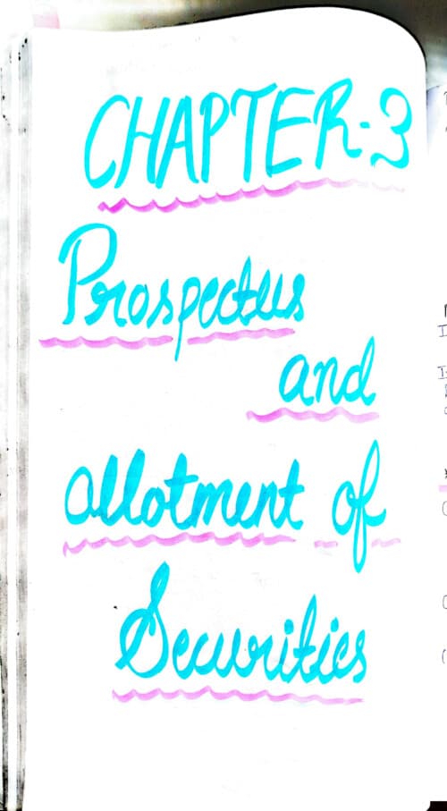 First page of Law ch 3 prospectus and allotment of securities Detailed handwritten notes Subham singhal sir Sep 2026 and jan2027