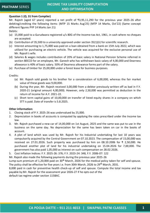 First page of Dt question practice
