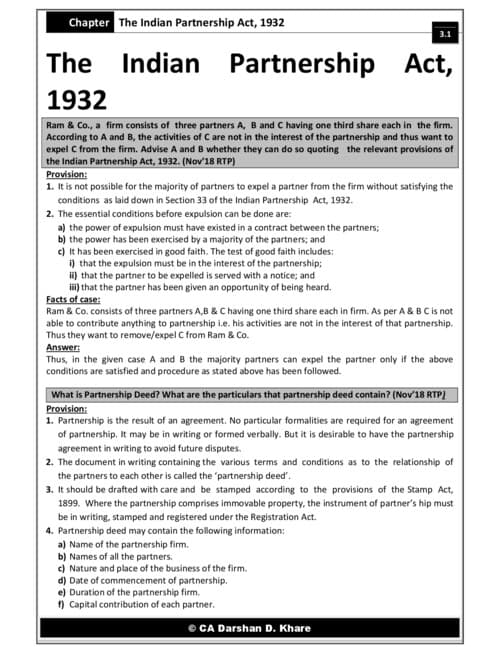 First page of INDIAN PARTNERSHIP ACT SHORT NOTES
