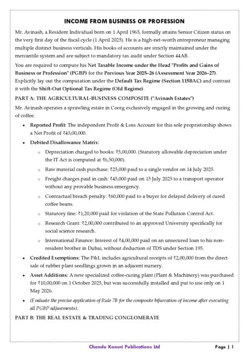 First page of Income From Business or Profession - Chandu Kanuri Publications Ltd