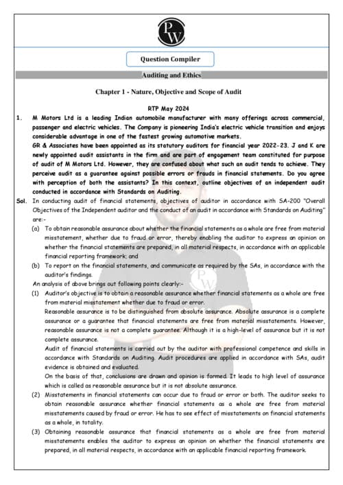 First page of Question bank of ch. 1 of audit by Ankit Mundra sir