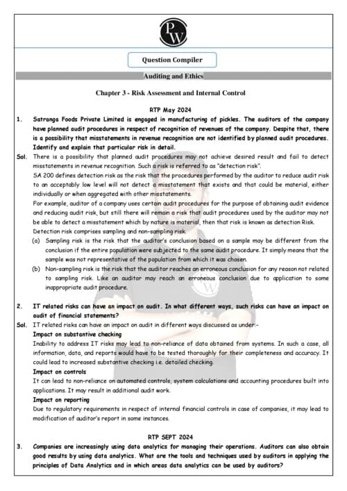 First page of Question bank of ch.3 of audit by Ankit Mundra sir