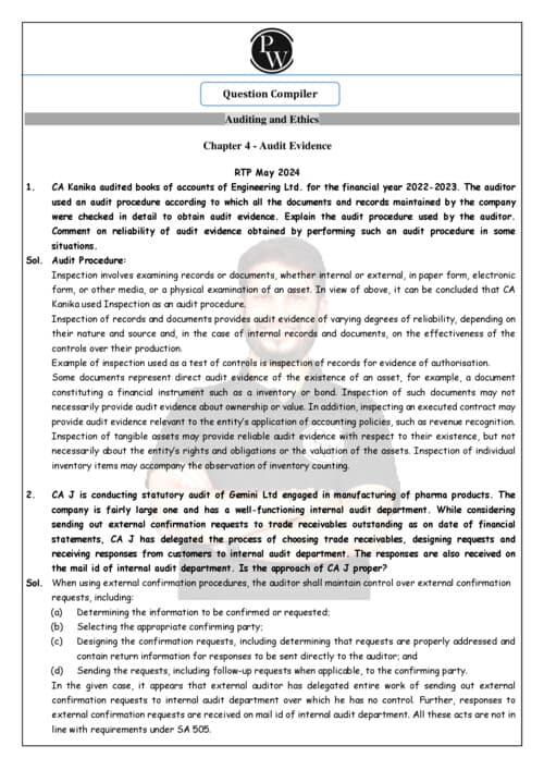 First page of Question bank of ch 4 of audit by Ankit Mundra sir
