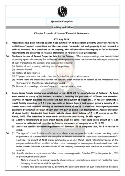 First page of Question bank of ch 5 of audit by Ankit Mundra sir