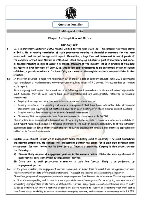 First page of Question bank of ch 7 of audit by Ankit Mundra sir