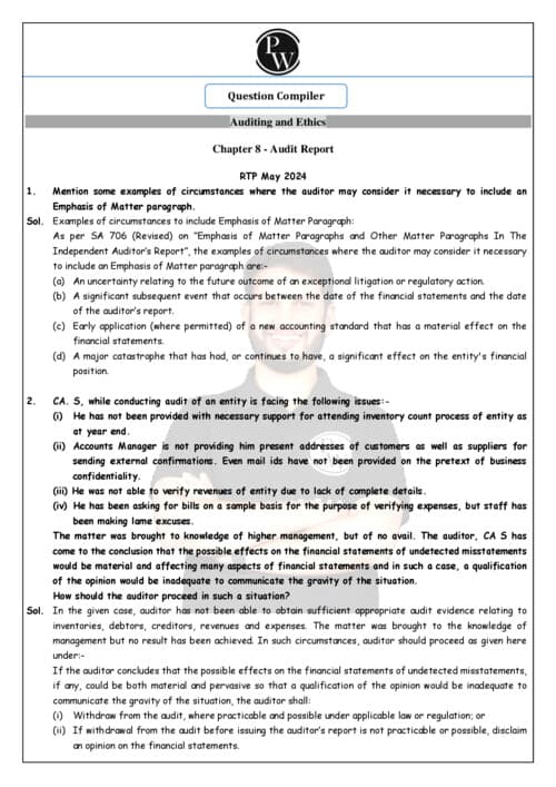 First page of Question bank of ch 8 of audit by Ankit Mundra sir