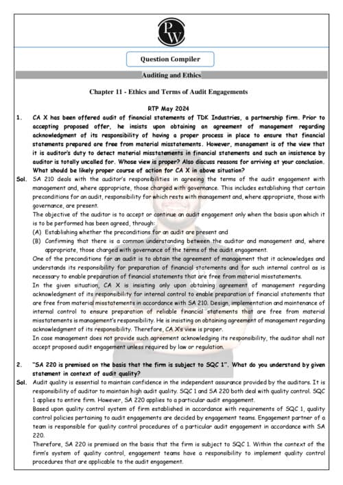 First page of Question bank of ch 11 of audit by Ankit Mundra sir