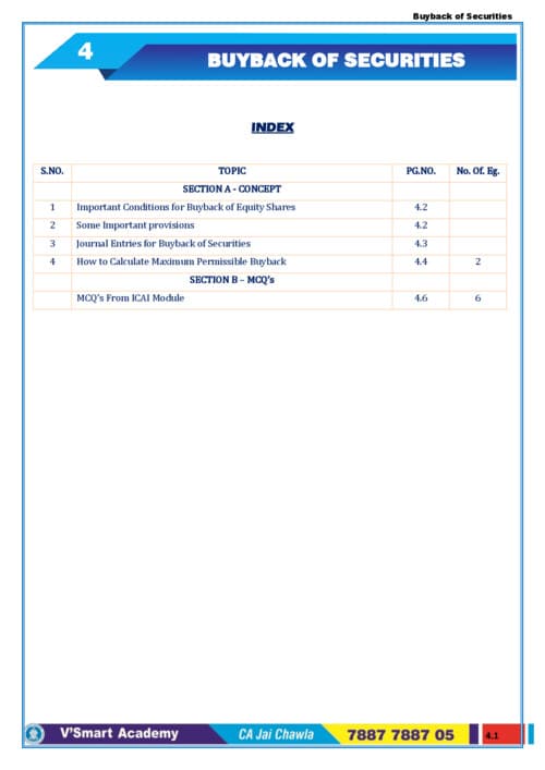 First page of Buyback of securities