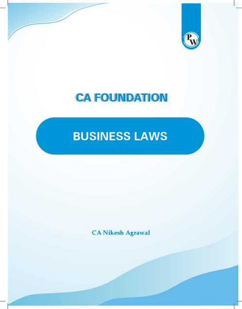 First page of Revizer Business Laws By CA Nikesh Agrawal Sir from PW