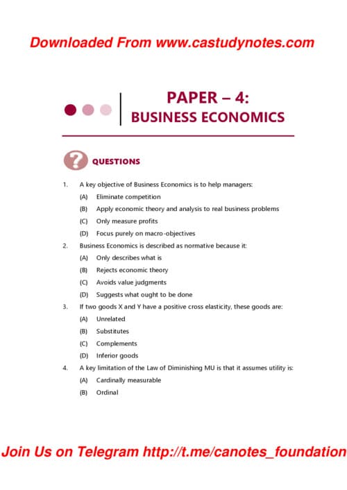 First page of CA FOUNDATION RTP SEP. 2026 Business economics