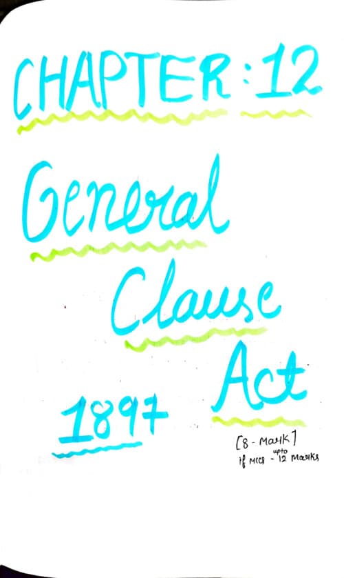 First page of Law by subham singhal sir General clause act Handwritten notes