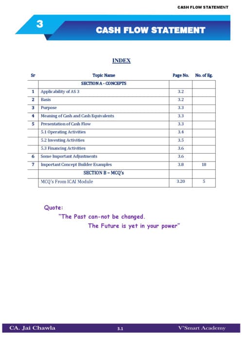 First page of Cash flow statement