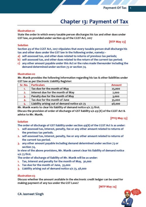First page of Payment Of Tax Questions..... RTP,MTP,PYQ till may26