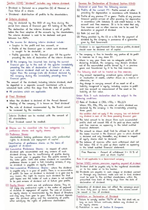 First page of Law Dividend Handwritten Notes