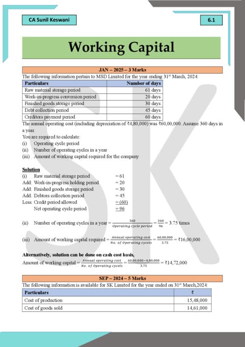 First page of FM complier of working capital managment