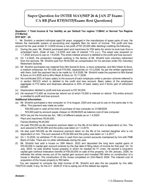 First page of Super question bbsir