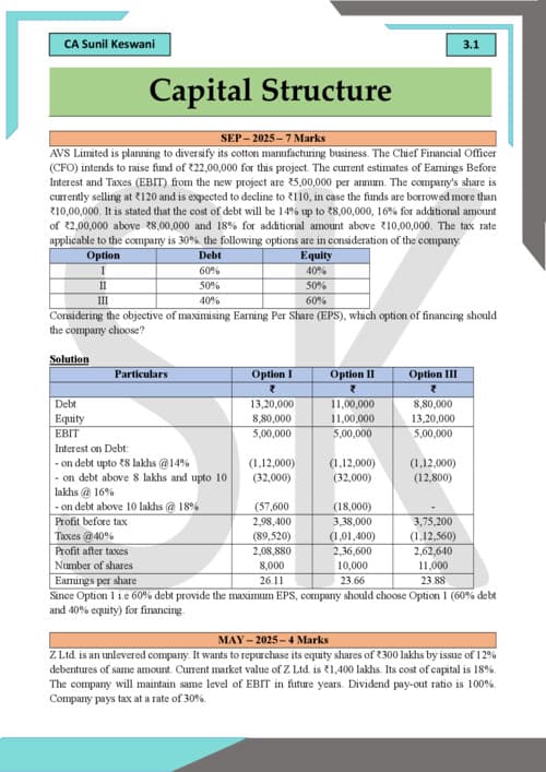 First page of FM complier of capital structure