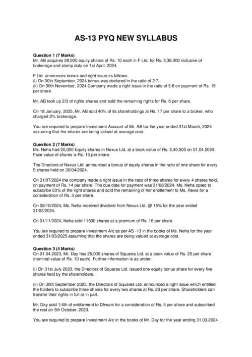First page of AS 13 Questions (RTP'S , MTP'S, PYQ'S May 26)