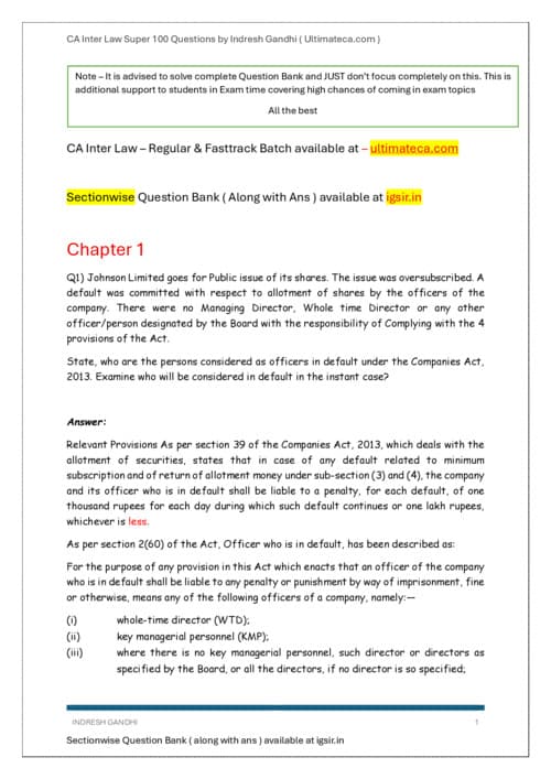 First page of Super questions by IG sir