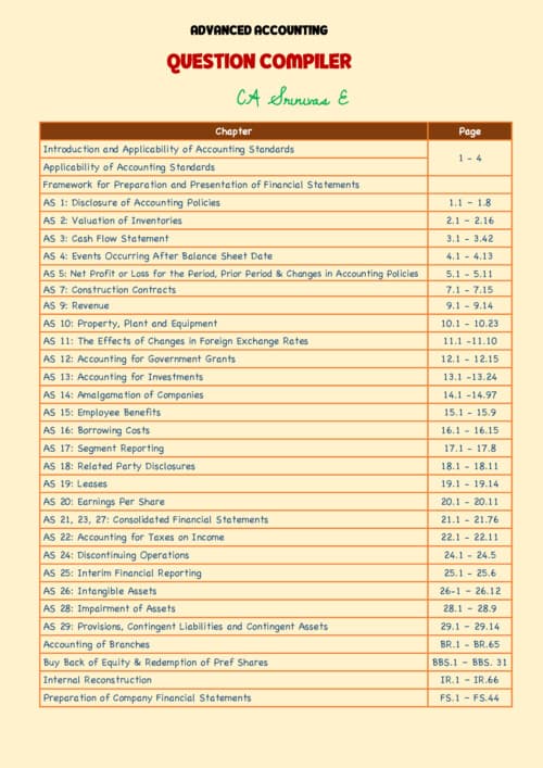 First page of Advanced accounting compiler