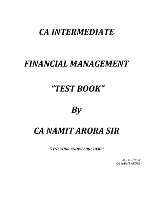 First page of Financial management test book for revision...!!