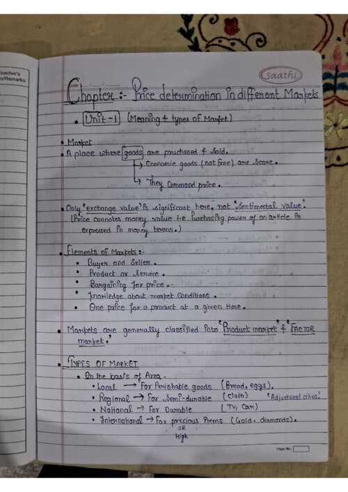 First page of Chapter 4 ; Price Determination in different markets