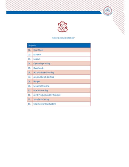 First page of Ranjan periwal costing Revision marathon notes