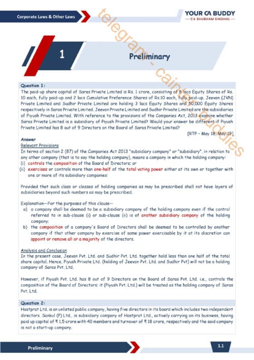 First page of Shubham Singhal sir sept 24 law question bank