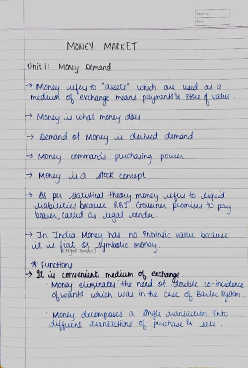 First page of Money Market