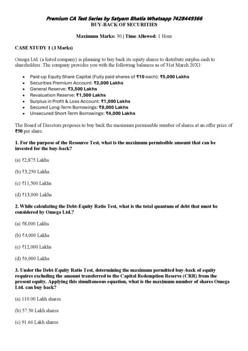 First page of Buy Back Of Security Individual Chapter Test