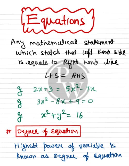 First page of Equations handwritten notes by anurag sir