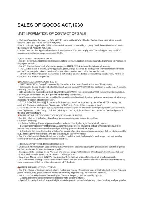 First page of SALES OF GOODS ACT,1930