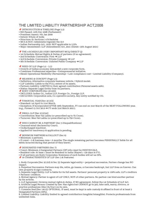First page of THE LIMITED LIABILITY PARTNERSHIP ACT,2008