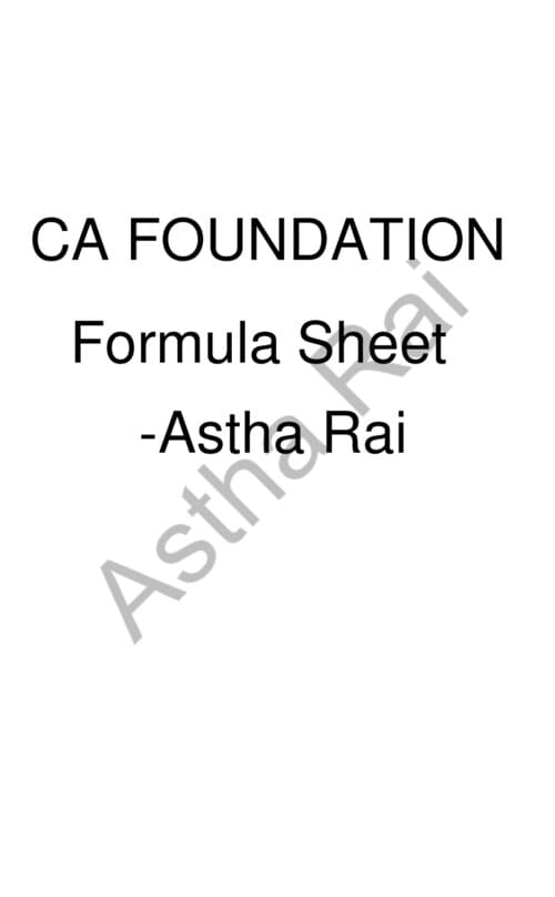 First page of Quantitative aptitude Formula sheet CA FOUNDATION by Anurag sir