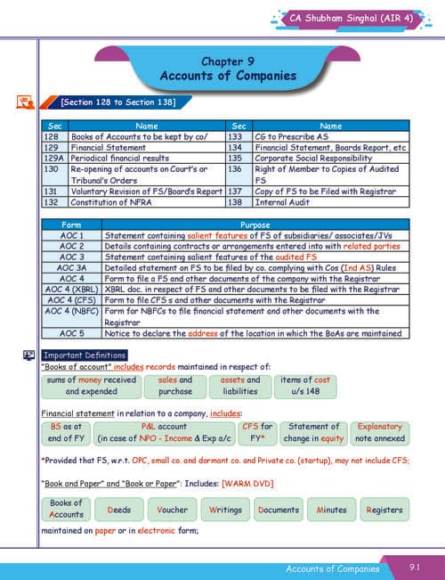 First page of Ca shubham singhal sir law notes ch 9