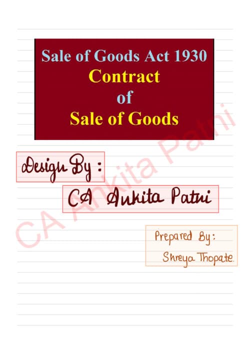 First page of Ankita Patani Mam Law notes Chaper 3 Unit 1 If Anyone wants Hardik Sir , Parag Sir , PW & Nishant Sir & Gurpreet Sir Classes DM me