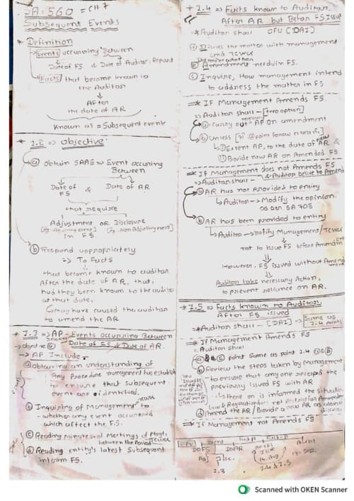 First page of Ca inter Audit :- ch 7 Handwritten notes easy to read and Make as possible as easy for exam oriented