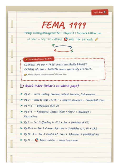 First page of FEMA Handwritten Notes If Anybody wants PW, VC Gurukul and Ekagrata classes DM me ✔️