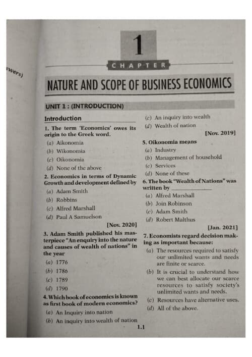 First page of Whole economics important questions