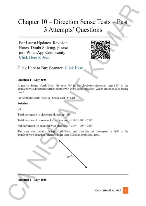 First page of Direction test pyq