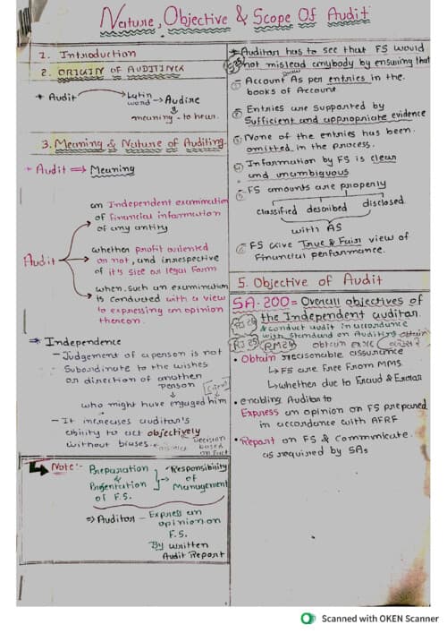 First page of Audit ch:-1 Handwritten notes