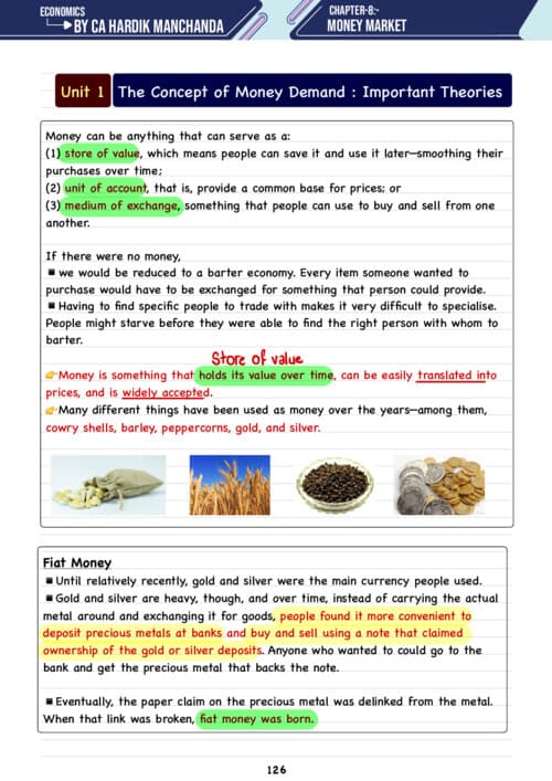 First page of Money Market Unit 1 Ca Hardik Manchanda Sir Latest Edition Notes If anybody wants PW, VC Gurukul and Parag Sir Classes DM me