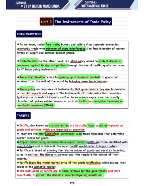 First page of International Trade Unit 2 Hardik Manchanda Sir Latest Edition Notes If anybody wants PW, VC Gurukul and Parag Sir Classes DM me