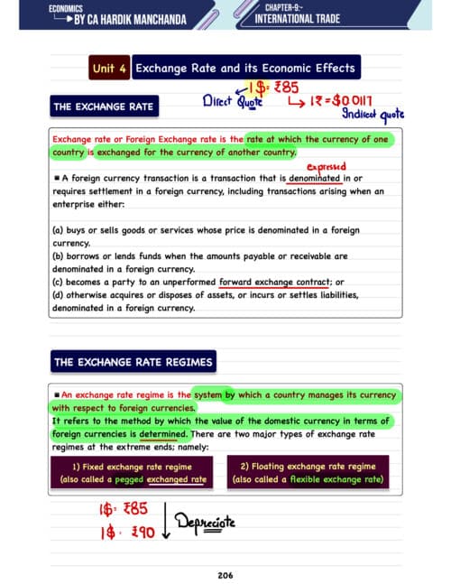 First page of International Trade Unit 4 Hardik Manchanda Sir Latest Edition Notes If anybody wants PW, VC Gurukul and Parag Sir Classes DM me