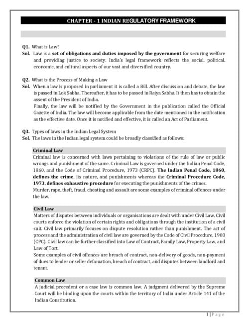 First page of Business law by Guri Sir