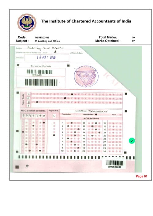 First page of audit 95 mark student copy pyp may 26
